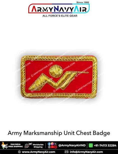 Buy Army Marksmanship Unit Zari Embroidery Chest Badge Hand Crafted