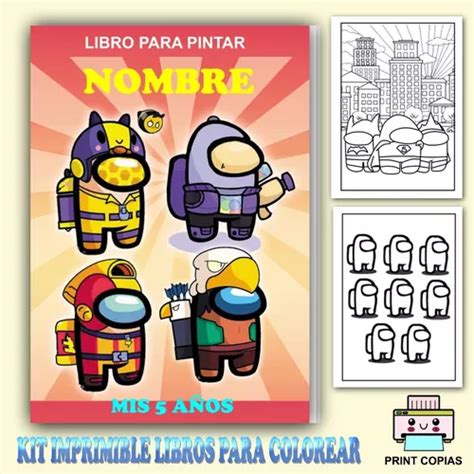 Kit Imprimible Librito Para Pintar Y Personalizar Amog Us