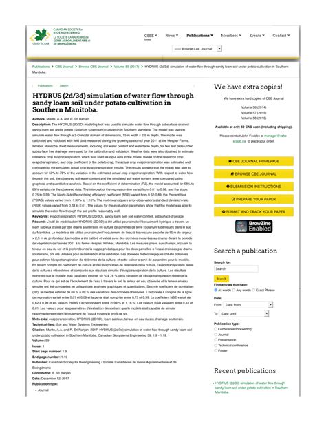 Pdf Hydrus D D Simulation Of Water Flow Through Sandy Loam Soil