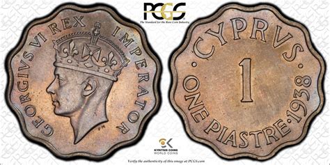 1 piastre George VI 1938 MS64 PCGS Cyprus ΣΥΛΛΕΚΤΙΚΑ ΝΟΜΙΣΜΑΤΑ ΑΘΗΝΑ