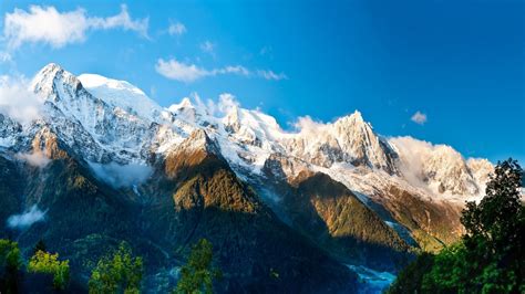 1920x1080 Landscape Nature Alps Mountain Sunset Clouds Snowy Peak Trees