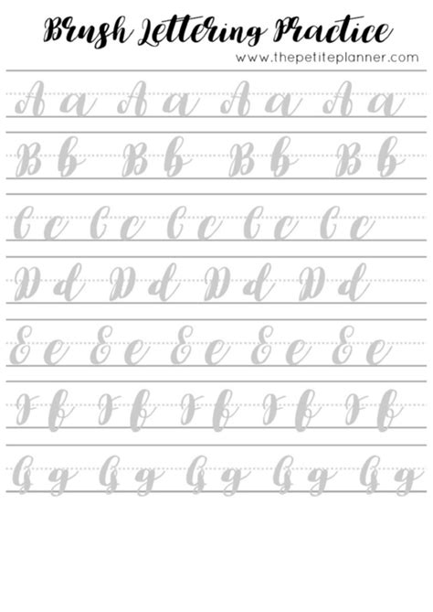 Brush Lettering Practice Sheets Printable Pdf Download