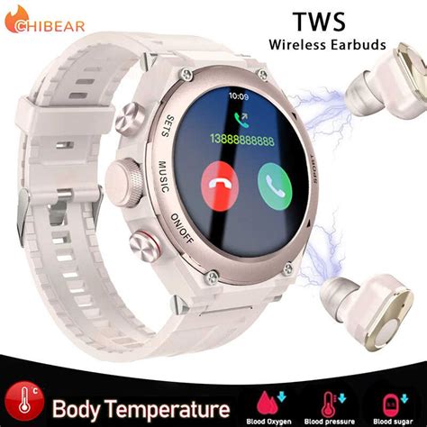 Bluetooth Call Chibear Smart Watch Kababaihan Earphone 2 Sa 1 TWS