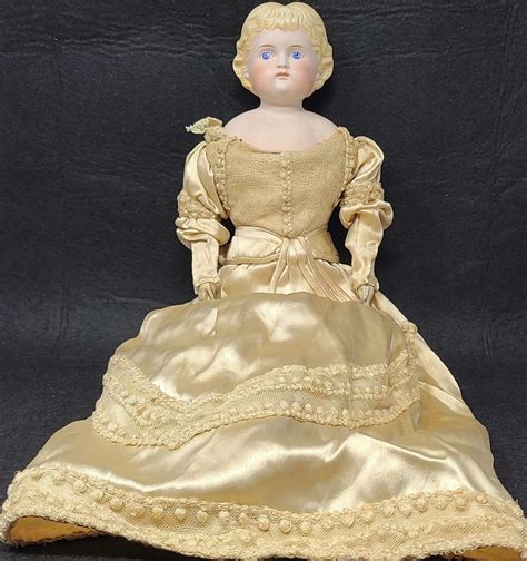 •antique German Blonde China Head Parian Doll Gorgeous Original