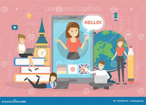 Language Courses Concept Study Foreign Languages In School Stock