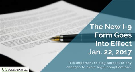 The New I-9 Form Goes Into Effect Jan. 22, 2017 - Cole Sadkin, LLC