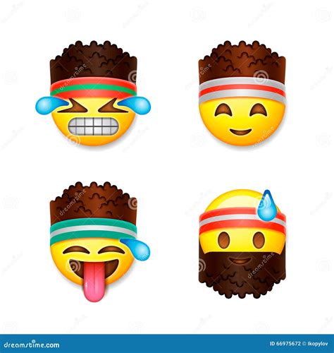 Emoji Smiley Faces Fitness Concept Stock Vector Illustration Of