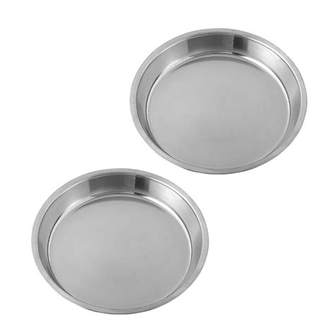 Set of 2 Stainless Steel Steaming Plate Serving Tray Dishwasher Safe