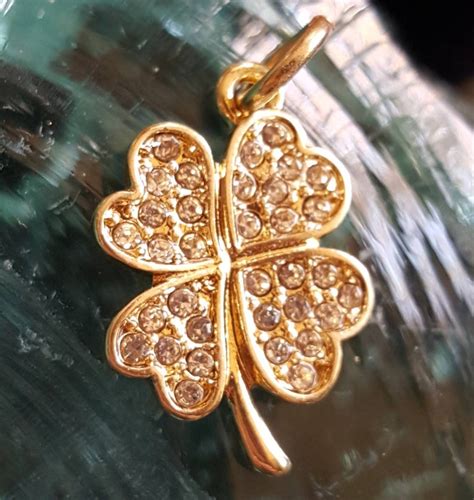 Gold Four Leaf Clover Charm Gold Crystal Four Leaf Clover - Etsy