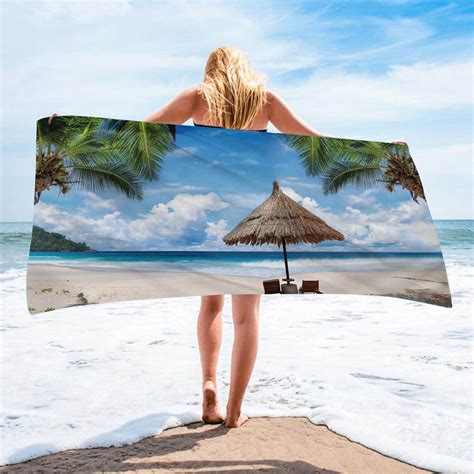 150 75cm Blue Sun Sky White Cloud Beach Towel Microfiber Beach Towel