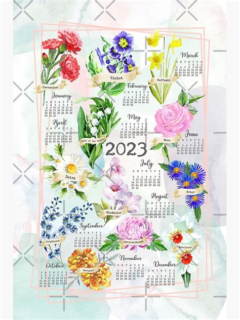 Birth Flowers Calendar Poster For Sale By Merrymakewell Redbubble