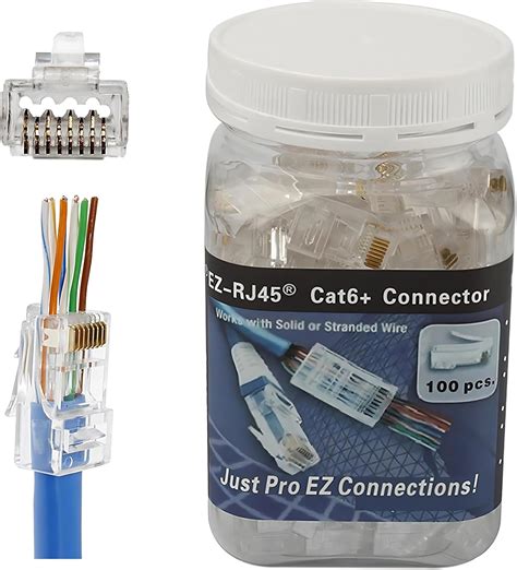 PETECHTOOL Paquete De 100 Conectores De Paso RJ45 CAT6A CAT6 CAT6