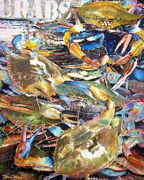 Crab Art Original Painting Live Blue Crabs By By Doncobbart 500 00