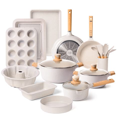 Pots and Pans Set - Nonstick Kitchen Cookware + Bakeware Set Granite ...