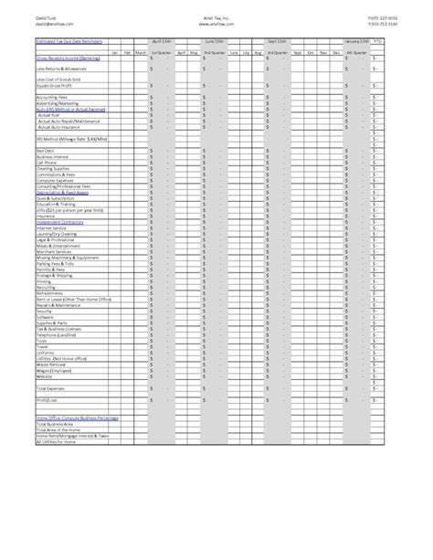 Tax Preparation Worksheet — Db