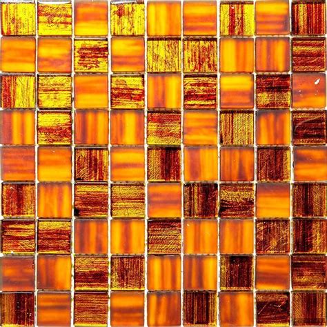 Deep Orange Foil Glossy And Frosted Square Mosaic Tile Sample In 2021