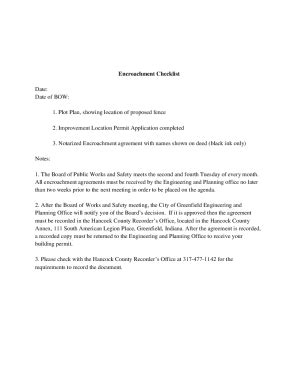 Fillable Online Encroachment Agreement Fax Email Print PdfFiller