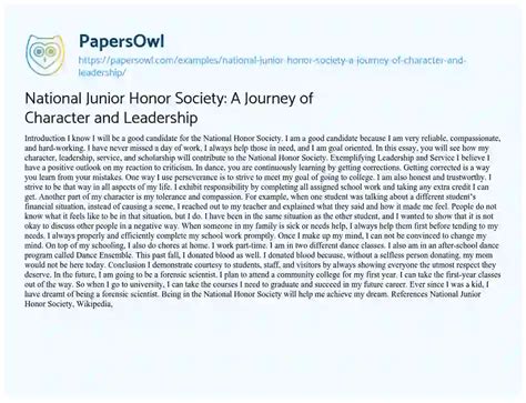 National Junior Honor Society A Journey Of Character And Leadership