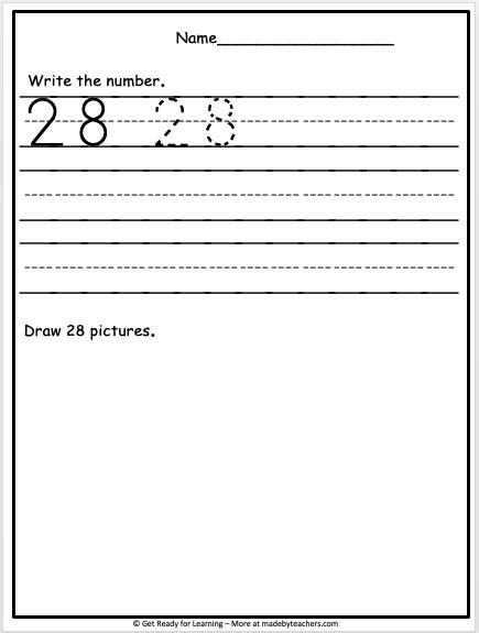 Math Number Writing Practice - Number 28 | Made By Teachers