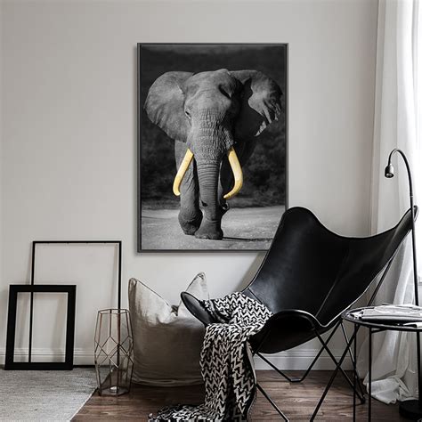 Black White Elephant Canvas Wall Art Free Shipping