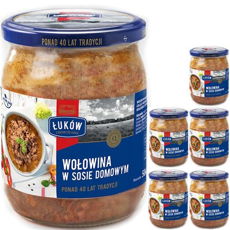 ŁUKÓW WOŁOWINA W SOSIE DOMOWYM SŁOIK konserwa 6x 500g 13282032754