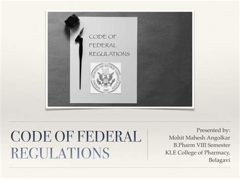 Code Of Federal Regulations Ppt