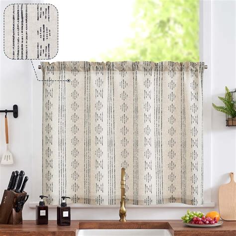 Amazon Jinchan Boho Kitchen Curtain Linen Tier Curtain Bohemian