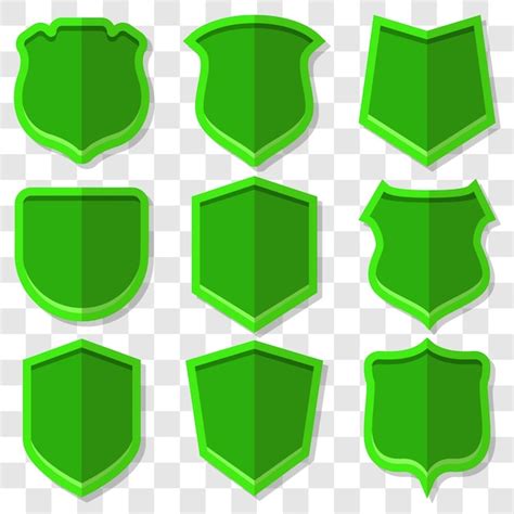 Premium Vector Set Of Green Vector Shields In 3d Style With Shadow