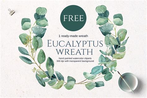 FREE Wreath With Watercolor Eucalyptus Illustration Par Elena Dorosh