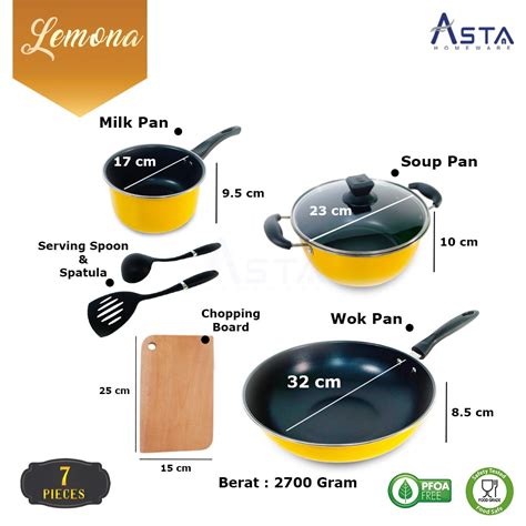 Asta Panci Set Teflon 7 Pcs Lemona Cookware Asta Homeware