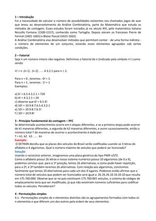 Análise combinatória resumo PDF