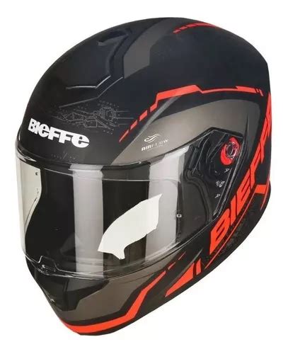 Casco De Moto Bieffe B Naked Cerrado Negro Mate Rojo Talla