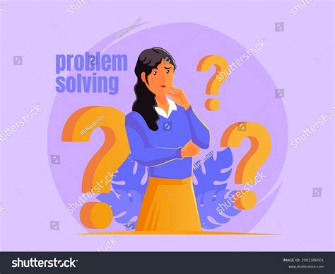 Black Woman Thinking Looking Solution Stock Vector Royalty Free