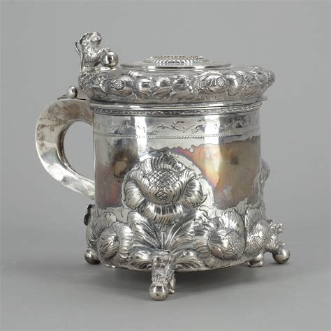 DRYCKESKANNA Silver Barockstil GAB Stockholm 1937 Vikt Ca 1246g