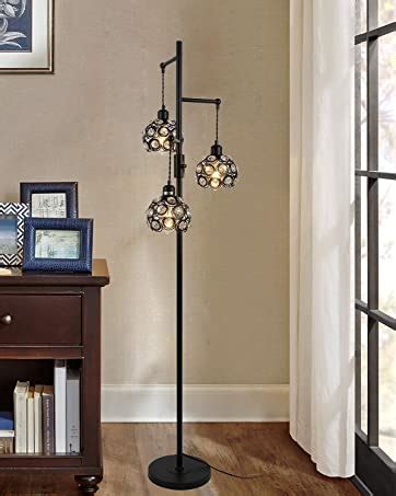 Stepeak Dimmable Crystal Floor Lamp Industrial Farmhouse Lamps For