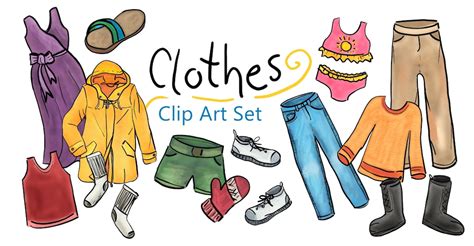 Clothes Clip Art Set Commercial Use Clip Art Set Clothes Clip Art Hand ...