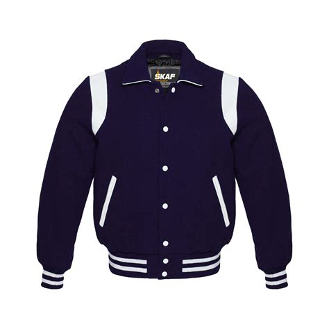 Retro Varsity Jacket Letterman Baseball Collared Jacket Navy Skaf Impex