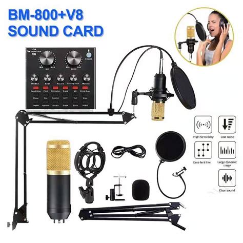 Original Bm V Sound Card Complete Set Condenser Microphone Kit