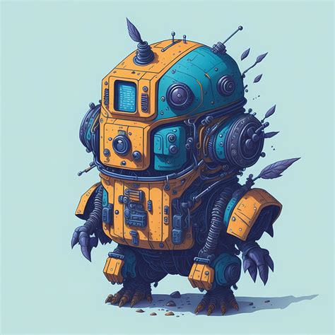 ArtStation - Robot Art, Retro Watercolor Effect, Poster Decor Vibes