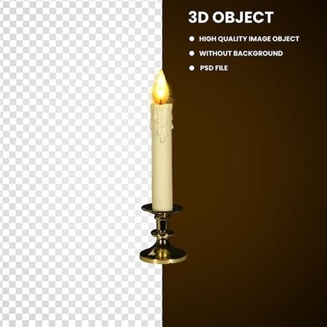 Premium Psd 3d Rendering Of A Burning And Melting Candle Light