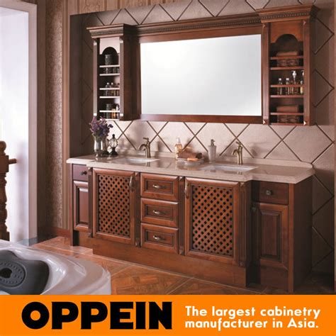 Oppein Classic Solid Wood Luxury Bathroom Vanity Op China