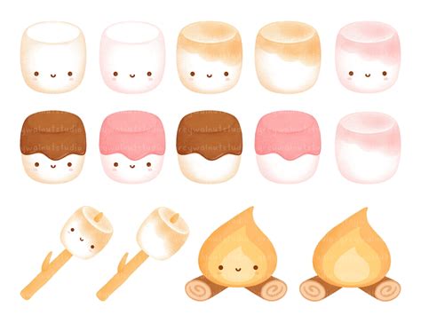 Smores Clipart Kawaii Smores Cute Marshmallows Chocolate Ice Cream