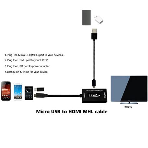 Links Micro Usb To Hdmi Mhl Cable Micro 5pin To 11pin Adapter 3 Feet