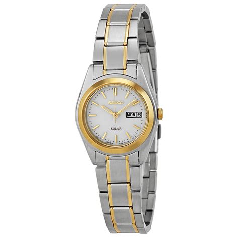 Seiko White Dial Two Tone Ladies Watch Sut108 029665169860 Watches Stainless Steel Jomashop