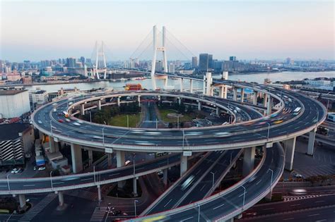 Premium Photo Overpass At Night In Shanghai Nanpu Bridge