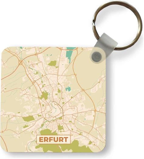 Sleutelhanger Uitdeelcadeautjes Plattegrond Erfurt Vintage