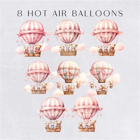 Bear In Pink Hot Air Balloon Clipart Flying Bear Graphics It S A Girl Png Baby Shower Clip