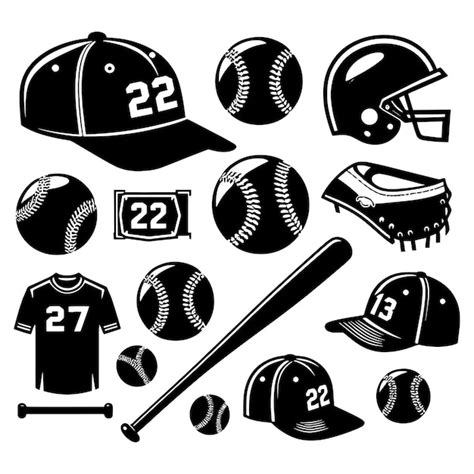 Premium Vector Baseball Elements Silhouette Vector Baseball