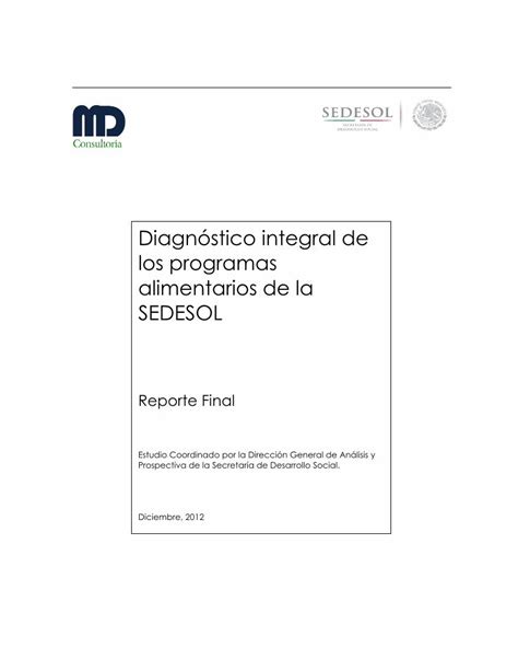 Pdf Diagn Stico Integral De Los Programas Alimentarios De La