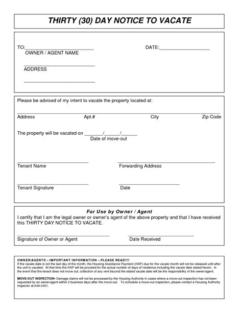 Free Printable Day Notice Forms Printable Forms Free Online